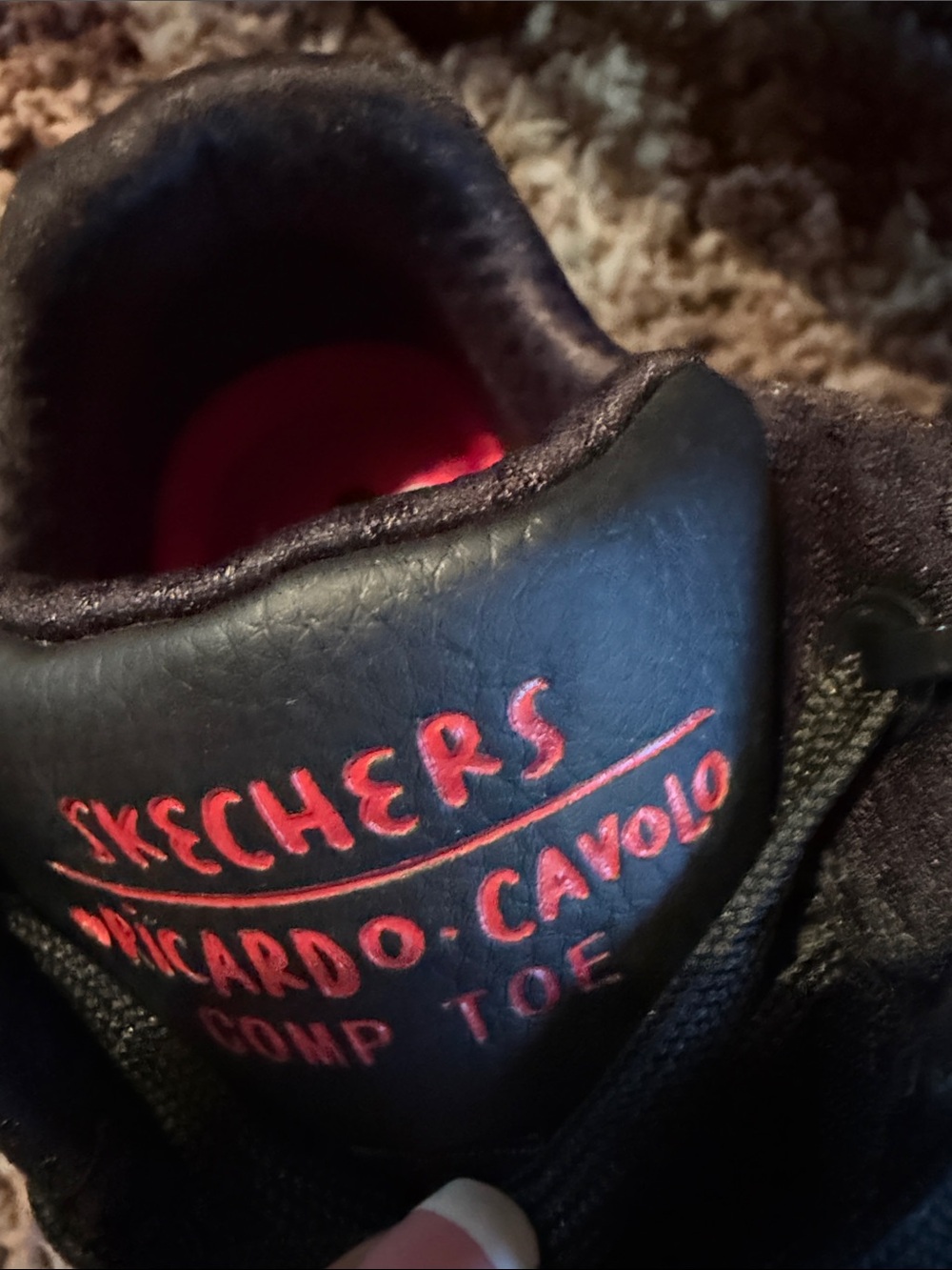 Skechers Black Athletic Shoes with Red Accents